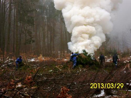 2013 - duben - brigáda SDH Němčice v lese po těžbě